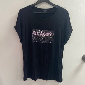 Coco + Carmen Womens Black Sequin T-Shirt (4857)